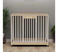 Multi-Functional Pet Cage Crate With Movable Wheels And Bottom Tray, Indoor Dog Kennel Bed Nightstand For Large Medium Dogs,One Color-114 * 80 * 95cm