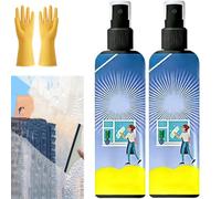 Multi-Functional Powerful Glass Cleaner Spray,Chandelier Cleaning & Care Spray,Quickly Restore Translucency,for Windows Mirrors Shower Glass Car Windscreens Bathroom Surfaces (2 Pcs *100ml)