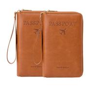 Multi-Functional RFID Passport Wallet, RFID Passport Holder for Wallet, Essential Travel Anti-Theft Wallet Storage Case, Anti-Theft Protective Case, Brown+Brown, 19 x 11.5 x 2 cm / 7.48 x 4.52 x 0.78