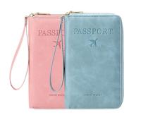 Multi-Functional RFID Passport Wallet, RFID Passport Holder for Wallet, Essential Travel Anti-Theft Wallet Storage Case, Anti-Theft Protective Case, Pink+Sky Blue, Modern