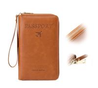 Multi-Functional RFID Passport Wallet, RFID Passport Holder for Wallet, Essential Travel Anti-Theft Wallet Storage Case, Anti-Theft Protective Case, Brown, Modern