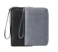 Multi-Functional RFID Passport Wallet, RFID Passport Holder for Wallet, Essential Travel Anti-Theft Wallet Storage Case, Anti-Theft Protective Case, Black+Gray, Modern