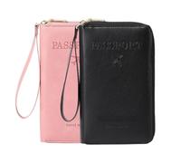 Multi-Functional RFID Passport Wallet, RFID Passport Holder for Wallet, Essential Travel Anti-Theft Wallet Storage Case, Anti-Theft Protective Case, Pink+Black, Modern