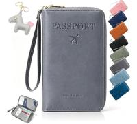 Multi-Functional RFID Passport Wallet, Travel Wallet for Men & Women, Secure ID Card Organizer with Anti-Theft Protection, Slim Leather Cover for Credit Cards, Tickets, and Cash，Gray-Special Edition