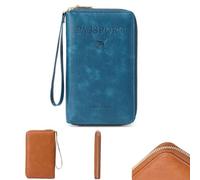 Multi-Functional RFID Passport Wallet with Anti-Theft Protection, Travel Wallet for Men & Women, Secure Id Card Organizer, Travel Essentials, Slim Leather Cover for Credit Cards and Cash (H)