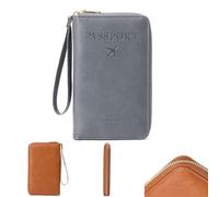 Multi-Functional RFID Passport Wallet with Anti-Theft Protection, Travel Wallet for Men & Women, Secure Id Card Organizer, Travel Essentials, Slim Leather Cover for Credit Cards and Cash (G)
