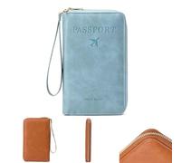 Multi-Functional RFID Passport Wallet with Anti-Theft Protection, Travel Wallet for Men & Women, Secure Id Card Organizer, Travel Essentials, Slim Leather Cover for Credit Cards and Cash (F)