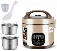 Multi-Functional Rice Cooker 304 Stainless Steel, Low-Sugar, Separate Rice & Soup, Ideal for 2-7 People, Available in 3L, 5L Sizes - Perfect for Healthy Cooking!