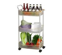 Multi-Functional Rolling Kitchen Cart, 4-Tier Utility Trolley with Wheels for Kitchen, Bathroom, Office, Study - Clear Green Storage Rack