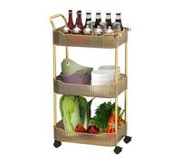 Multi-Functional Rolling Kitchen Cart, 4-Tier Utility Trolley with Wheels for Kitchen, Bathroom, Office, Study - Clear Green Storage Rack