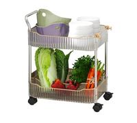 Multi-Functional Rolling Kitchen Cart, 4-Tier Utility Trolley with Wheels for Kitchen, Bathroom, Office, Study - Clear Green Storage Rack
