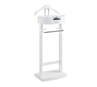 Multi Functional Silent Servant Hanger,Suit Stand with Shoe Rack and Storage Box for Men's Servants, with Pants Pole for Silent Servants, Easy to Assemble,White