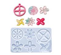 Multi Functional Silicone Craft Mold for Handmade Accessories Featuring Rotating Paw Floral and Marine Shapes Elastomer Hoop Charm Cast with Whirling Plan