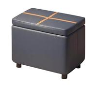 Multi-Functional Storage Ottoman, Modern Leather Pouf, Upholstered Bench for Living Room, Bedroom, Entryway - Small Blue Contenitore