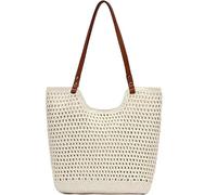Multi-functional Straw Hobo Bag,Handwoven Summer Tote with Leather Handles for Vacation & Daily Use, Beige, Casual Style