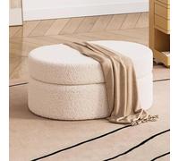 Multi-Functional Teddy Fabric Storage Ottoman Bench - Soft Footstool for Living Room Bedroom & Entryway - Stylish Storage Solution for Home Decor & nization