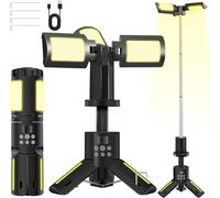 Multi-Functional Telescopic Camping Light, 5000LM LED Lantern with 8 Color Settings, Foldable Stand & Magnetic Base, Includes Safety Reflective Strips for Emergency & Outdoor Use (Black)