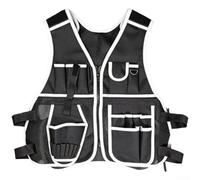 Multi-functional Tool Vest, 1 Pack Heavy Duty Work Waistcoat, Multi-Pocket Storage For Organization, Breathable 600D Oxford Fabric With Reflective Strips, Carpenters(white)