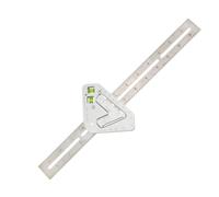 Multi-Functional Triangle Angle Ruler with Level and Protractor, Stainless Steel Measuring Tool for Wood, Tile, Glass, Construction, Metric + Imperial Scale, 35 × 8 × 1 cm, Silver