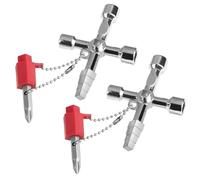 Multi-Functional Universal Cross Key Utility Key, Loft Hatch Key Square Key Panel Key for Faucet, Gas Meter, Spigots, Valve, Electrical Cabinet Opening, Silver