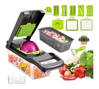 Multi-Functional Vegetable Chopper for Daily Meal Prep and Batch Cutting with Slicing Dicing Shredding Functions in PP Material for Homemakers and Kitchen (Green, 12.99 × 4.72 × 4.72 in)
