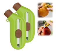 Multi-functional Vegetable Peeler, Banana Shaped Retractable Mini Fruit Peeler, Wooden 3-in-1 Peelers Duty with Heavy Hand