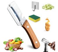Multi-Functional Vegetable Peeler for Kitchen, 2-in-1 Stainless Steel Julienne Peeler with Wooden Handle and Bottle Opener, Easy Veg Peelers for Potato, Apple, Carrot & Fruit (Wooden)
