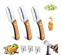 Multi-Functional Vegetable Peeler for Kitchen, 2-in-1 Stainless Steel Julienne Peeler with Wooden Handle and Bottle Opener, Easy Veg Peelers for Potato, Apple, Carrot & Fruit (3 * Wooden)