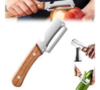 Multi-Functional Vegetable Peeler for Kitchen,2025 Premium 2-in-1 Fruit & Veggie Peeler with Bottle Opener and Wooden Handle, Stainless Steel Single Blade Potato Peelers (1PCS)