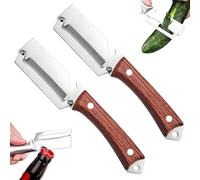 Multi-Functional Vegetable Peeler for Kitchen, 2026 New 2 in 1 Stainless Steel Vegetable Peeler with Wooden Handle, Zero Snag Wooden Peeler with Bottle Opener, Easy Grip Kitchen Tool (Brown*2)
