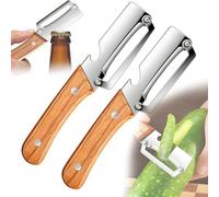 Multi-Functional Vegetable Peeler For Kitchen, Ergonomic Potato Peeler & Fruit Slicer, Stainless Steel Vegetable Peeler With Wooden Handle, Sharp Blade For Carrot, Apple, Easy Grip Kitchen Tool (2Pcs)