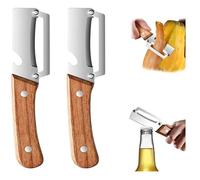 Multi-Functional Vegetable Peeler for Kitchen, Ergonomic Potato Peeler & Fruit Slicer, with Wooden Handle and Bottle Opener, for Carrot, Apple, Kiwi, Orange, Easy Grip Kitchen Tool (2pcs)