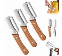 Multi-Functional Vegetable Peeler for Kitchen, Julienne Vegetable Peeler with Wooden Handle and Bottle Opener, Ultra Sharp Stainless Steel Blades for Easy Potato, Fruit & Veggie Peeling (A-3pcs)