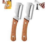 Multi-Functional Vegetable Peeler for Kitchen, Premium Vegetable Peeler with Wooden Handle and Bottle Opener, Fruit Apple Potato Pumpkin Papaya Zucchini Hotel Residence(2PCS)