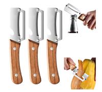 Multi-Functional Vegetable Peeler for Kitchen, Premium Vegetable Peeler with Wooden Handle and Bottle Opener Stainless Steel Blade Kitchen Tool for Fruit Apple Potato Pumpkin Papaya Zucchini (3PC)