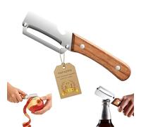 Multi-Functional Vegetable Peeler for Kitchen, Stainless Steel Blade Fruit Peeler with Wood Handle and Bottle Opener, Kitchen Tool for Fruit Veggie Pumpkin Papaya (1PC)