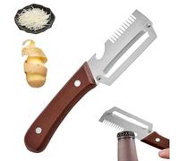 Multi-Functional Vegetable Peeler for Kitchen, Stainless Steel Julienne Peelers, Fruit Peeler with Wooden Handle, Bottle Opener and Onion, for Potato, Fruit & Veggie Peeling