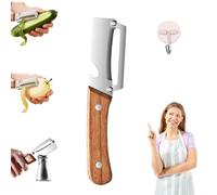 Multi-Functional Vegetable Peeler for Kitchen, Stainless Steel Multifunctional Easy Peelers, Fruit Peeler with Wooden Handle and Bottle Opener, for Easy Potato, Fruit & Veggie Peeling (1Pc)