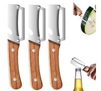 Multi-Functional Vegetable Peeler for Kitchen, Stainless Steel Multifunctional Peeler, Multi Functional Fruit Peeler with Wooden Handle and Bottle Opener, for Fruit Veggie Pumpkin Papaya (3PCS)