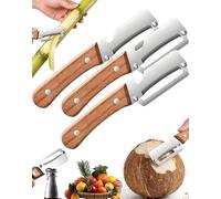 Multi-Functional Vegetable Peeler for Kitchen, Thickened Wooden Handle Fruit Peeler, 2 in 1 Stainless Steel Vegetable Peeler with Bottle Opener, for Sugar Cane Potato Pumpkin Carrot Apple (3pcs)