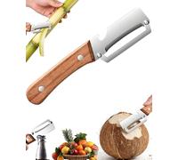 Multi-Functional Vegetable Peeler for Kitchen, Thickened Wooden Handle Fruit Peeler, 2 in 1 Stainless Steel Vegetable Peeler with Bottle Opener, for Sugar Cane Potato Pumpkin Carrot Apple (1pcs)