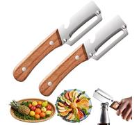 Multi-Functional Vegetable Peeler for Kitchen - Vegetable and Fruit Peeler, Wooden Handle Design with Bottle Opener, Premium Stainless Steel Blade for Fruit Potato Pumpkin Papaya (2Pcs)