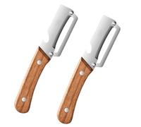 Multi-Functional Vegetable Peeler, Julienne Vegetable Peeler with Bottle Opener, Stainless Steel Blades, for Easy Potato, Fruit & Veggie Peeling (Wooden,2pcs)