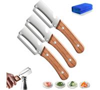Multi Functional Vegetable Peeler, Multi-Functional Vegetable Peeler for Kitchen, Added Built-in Bottle Opener with Wooden Handle, for Fruit Apple Potato Pumpkin Papaya Zucchini (3)