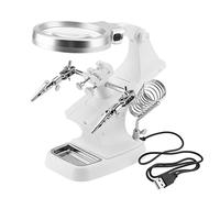 Multi Functional Welding LED Magnifier Magnifying Glass, Soldering Repair Tool with 360°Rotation, Adjustable Holder and Alligator Clips, 3X/4.5X Dual Lens for Electronics Repair an