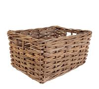 Multi-Functional Wicker Storage Basket Natural Woven Rattan Hamper Basket Rectangular Bedroom Bathroom Hallway Kitchen Storage Solution with Handles (Large)