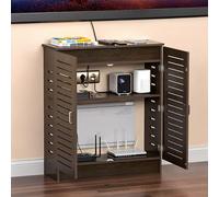 Multi-Functional WiFi Router Storage Cabinet Floor Standing Modem& Power Strip Cable Management Box for Living Room Office Bedroom - Stylish & Functional Solution
