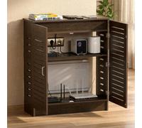 Multi-Functional WiFi Router Storage Cabinet Floor-Standing Modem with Ventilation Power Strip & Cable Management for Living Room Office Bedroom - 19.7" x 11.8" x 31.5"