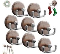 Multi Functional Wood Grain Suction Cup Hook, Suction Cup Hooks for Door, Waterproof No Drill Removable for Bathroom Kitchen Door Showe,8Pcs