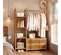 Multi-functional Wooden Coat Rack with Storage Drawers